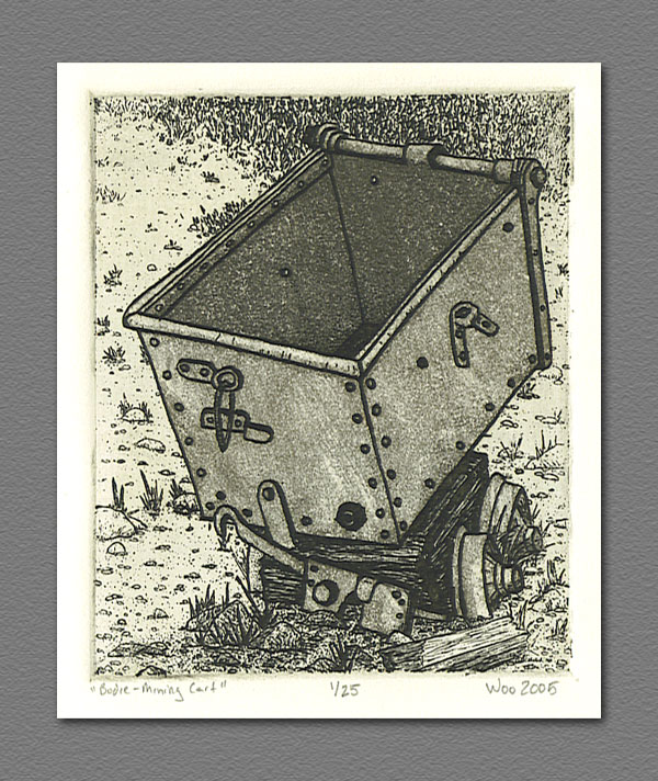 etching - Mine Cart - Bodie, CA